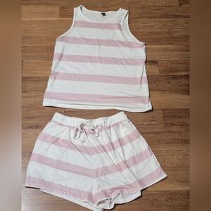 Striped Pink and White Short Set